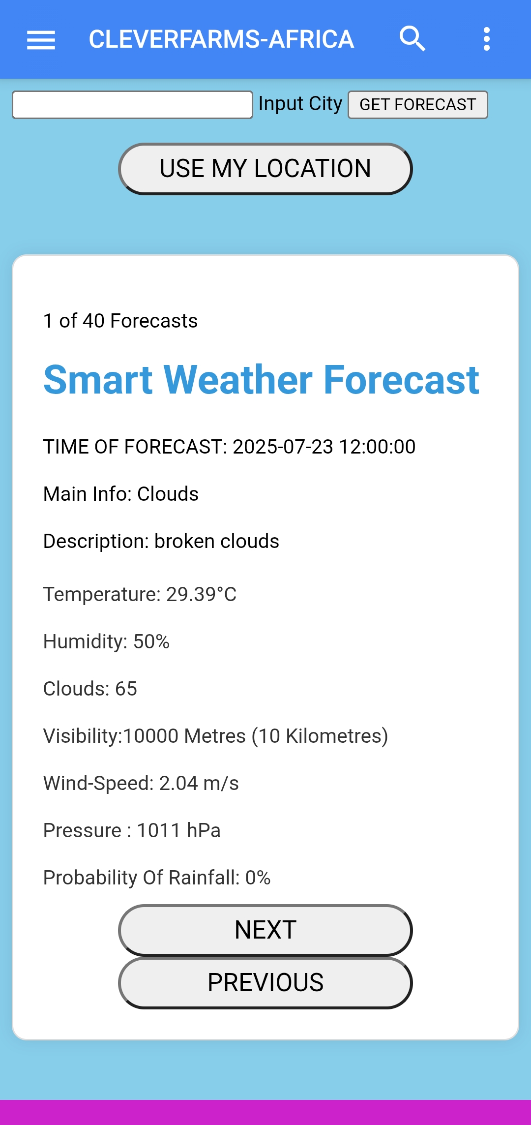 Weather Forecast Screen